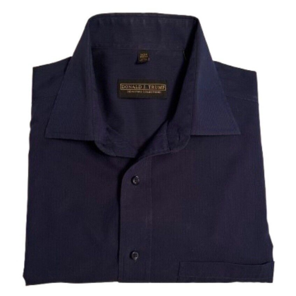 Donald Trump Button Up Shirt Non-Iron‎ Sz 15 1/2 32/33 Navy signature collection